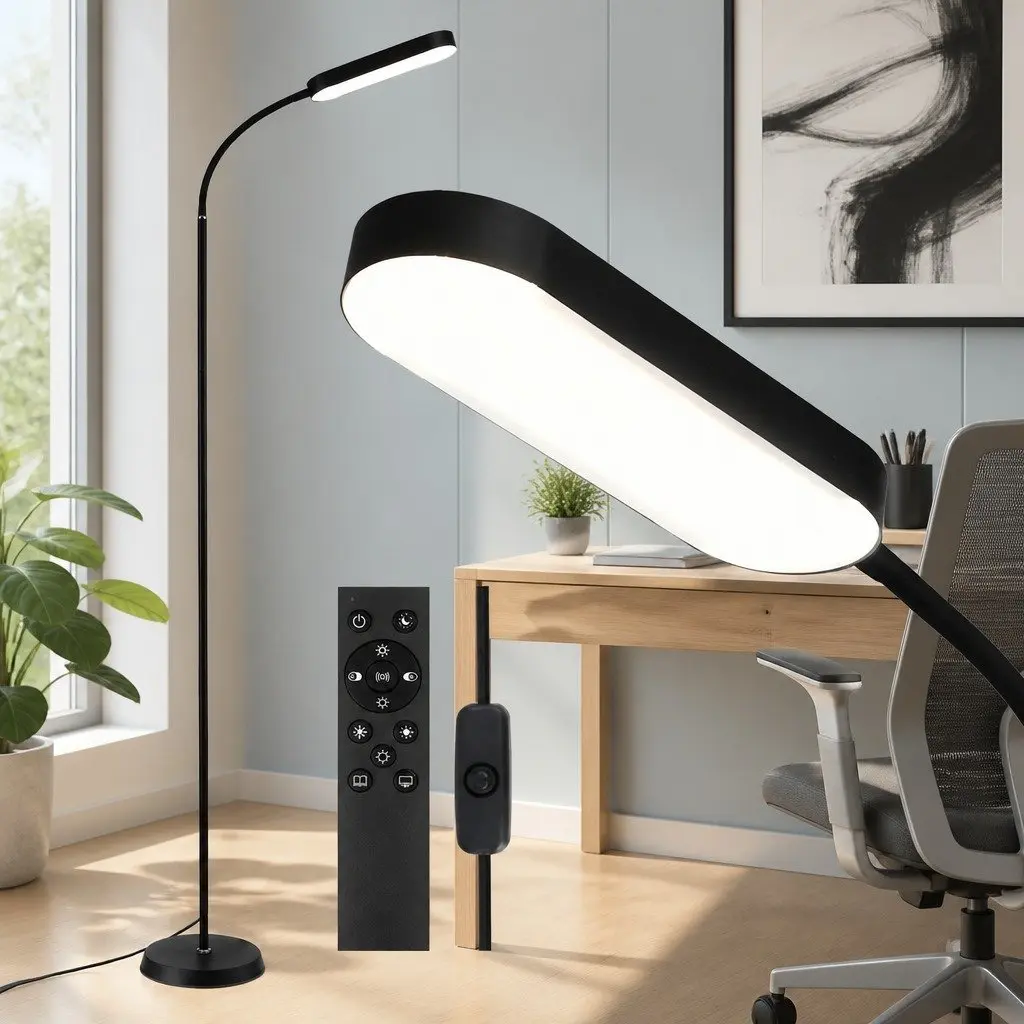 LED Floor Lamp 174cm Remote Control Adjustable Gooseneck 4 Colour Temperature