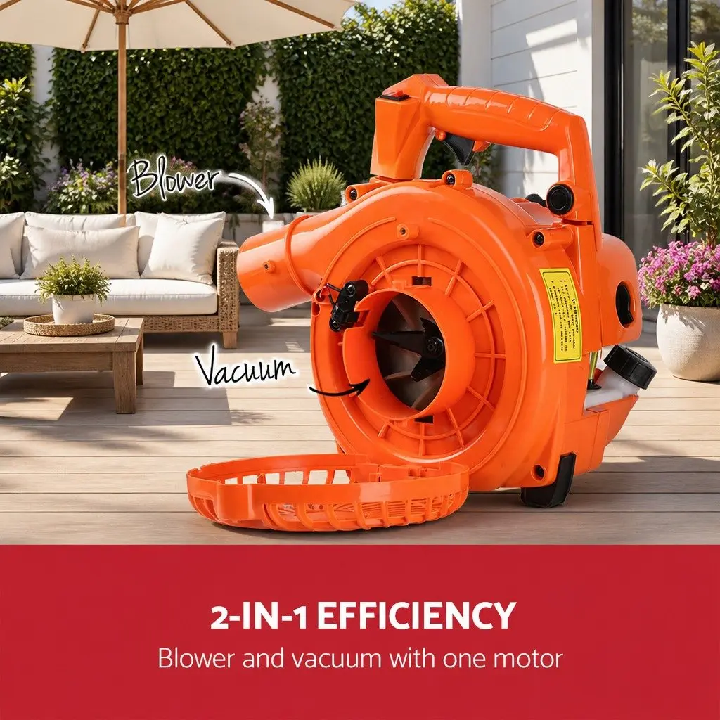Petrol Leaf Blower Vacuum 25.4cc 7000RPM 2-in-1 Garden Vac Mulcher