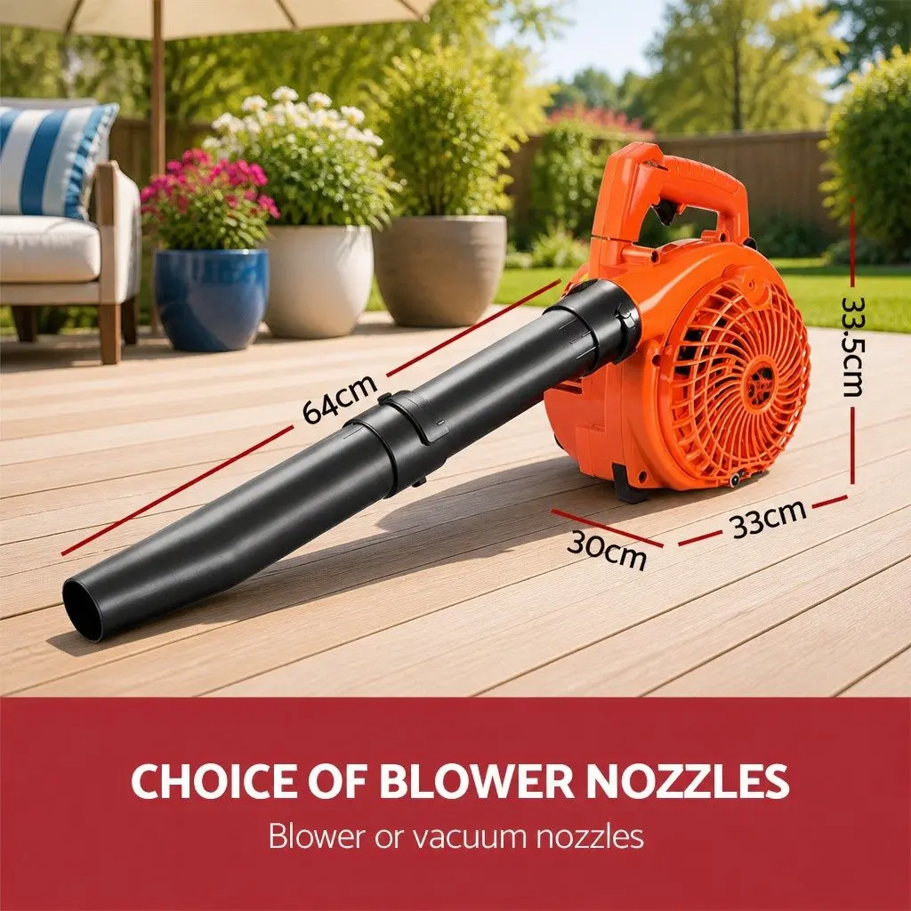 Petrol Leaf Blower Vacuum 25.4cc 7000RPM 2-in-1 Garden Vac Mulcher
