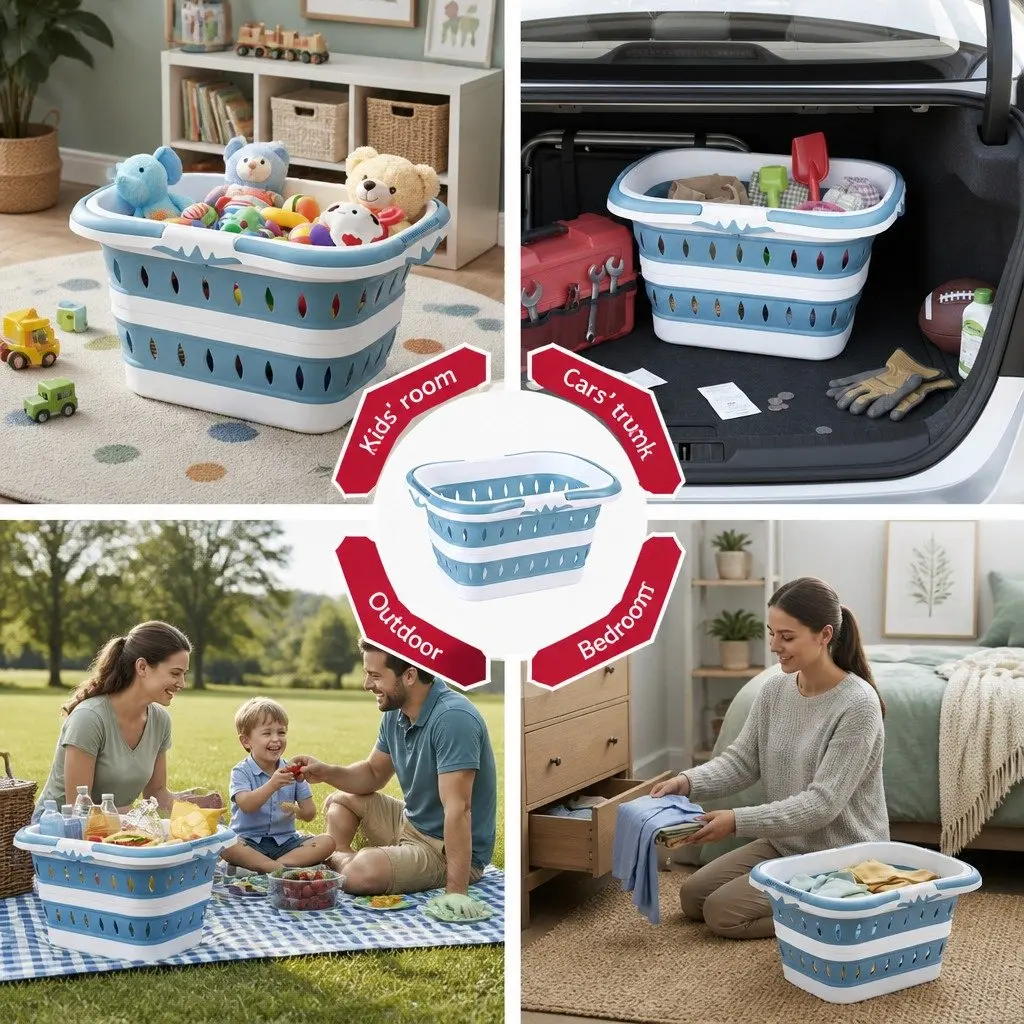 Large Foldable Laundry Basket Hamper Clothes Storage Organiser Ventilated