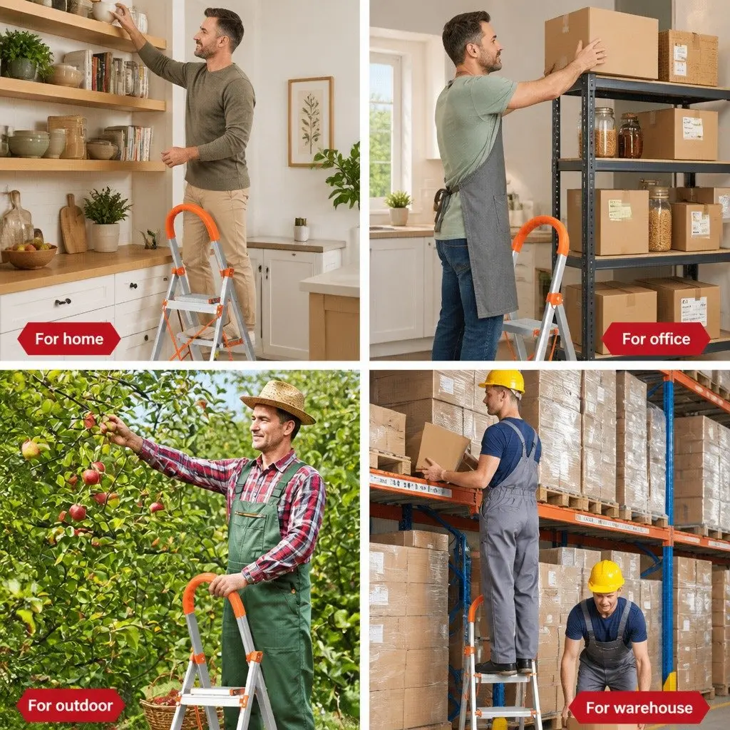 3 Step Ladder Aluminium Lightweight Folding Non-Slip Platform for Home Use