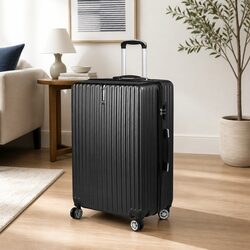 24 Inch Black Travel Suitcase with Spinner Wheels