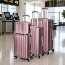 4 Piece Rose Gold Travel Suitcase Set for Your Adventures