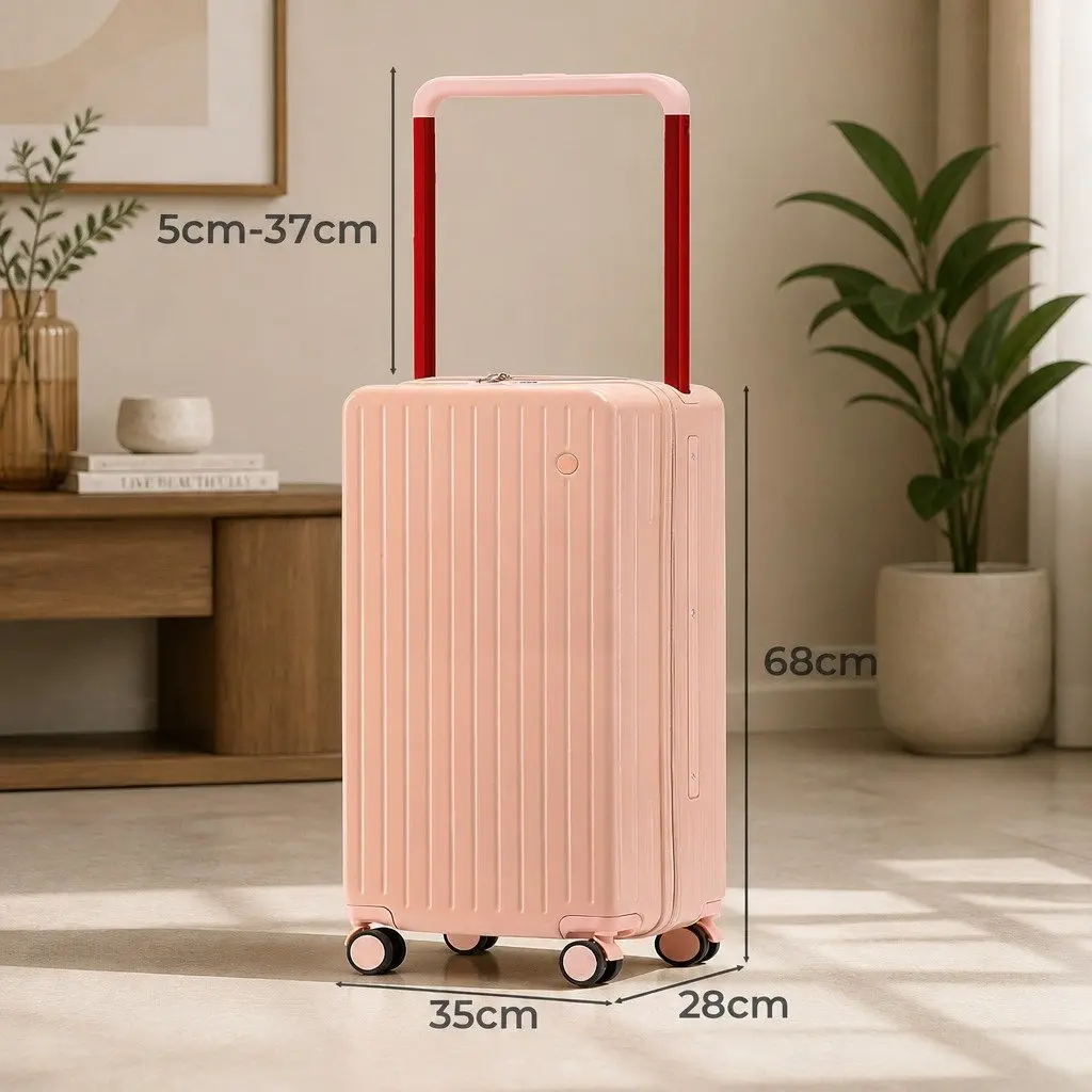 26 Inch Hard Case Suitcase Pink Wide Handle TSA Lock Travel Case