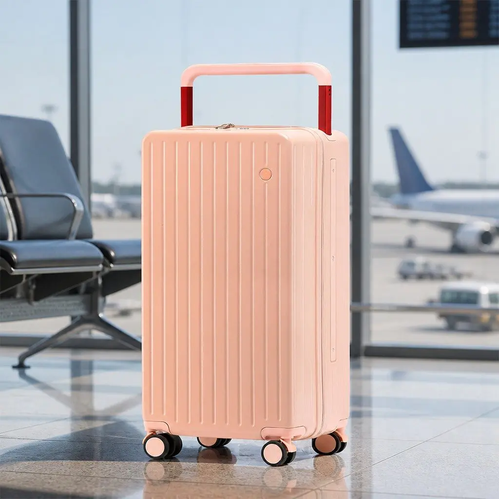26 Inch Hard Case Suitcase Pink Wide Handle TSA Lock Travel Case