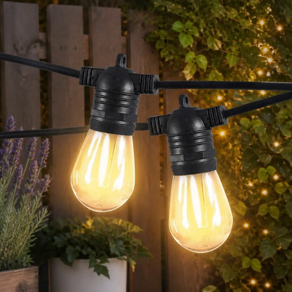 Festoon String Lights 40M 40 S14 LED Bulbs Warm White Outdoor Patio Garden Weatherproof