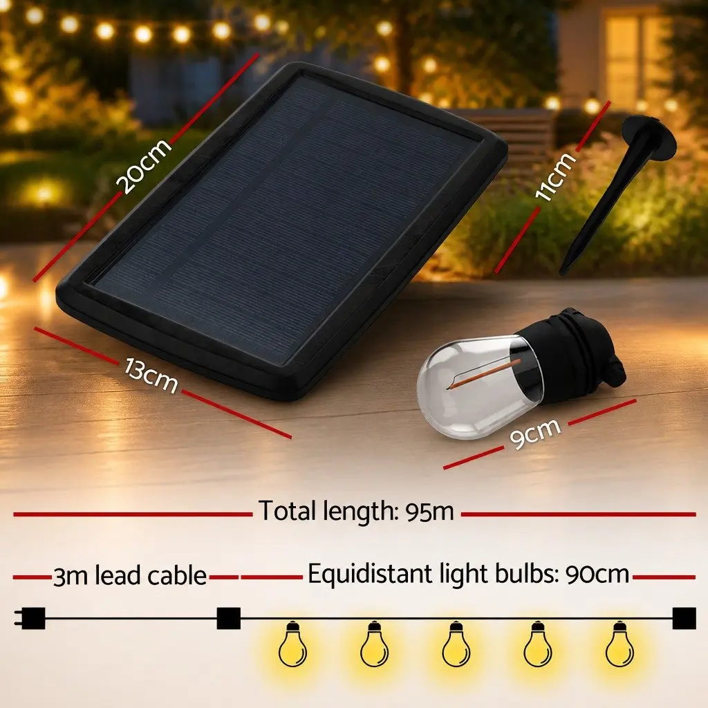95m Solar Festoon Lights