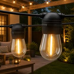 50m Solar Festoon String Lights Warm White Outdoor LED Christmas Party