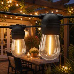 77m Solar Festoon Lights Outdoor LED String Light Warm White Christmas Party