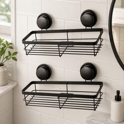 2 Pack Corner Shower Caddy Basket Shelf Rack Organizer Storage with Suction Cup