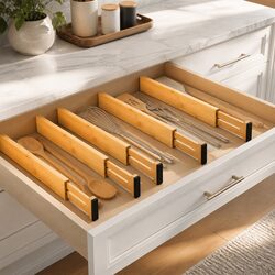 Kitchen Drawer Dividers 8 Pack Bamboo Adjustable Expandable Storage Organizer