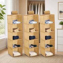 3 Pack 5-Tier Hanging Closet Organizer Storage Shelves for Clothes Bedroom