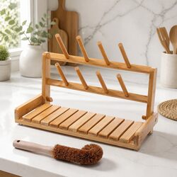 Space-Saving Bamboo Baby Bottle Organizer for Home and Travel
