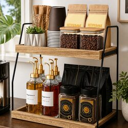 Elevate Your Space with a 2-Tier Wooden Coffee Organizer
