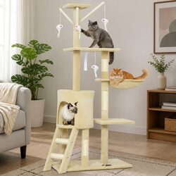 Cat Tree 134cm Indoor Cats Hammock Plush Perch Sisal Scratching Posts Kittens