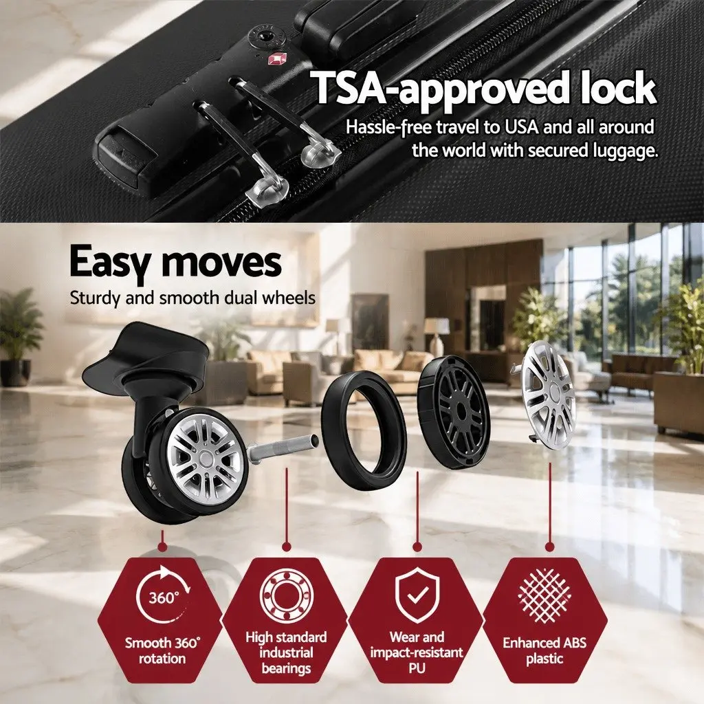 3 Piece Luggage Set 20 24 28 Inch Hard Shell Suitcase with TSA Lock and Spinner Wheels