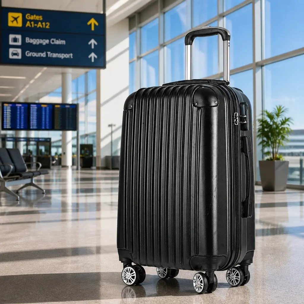 24 Inch Luggage Suitcase Hard Shell with TSA Lock Spinner Wheels Black