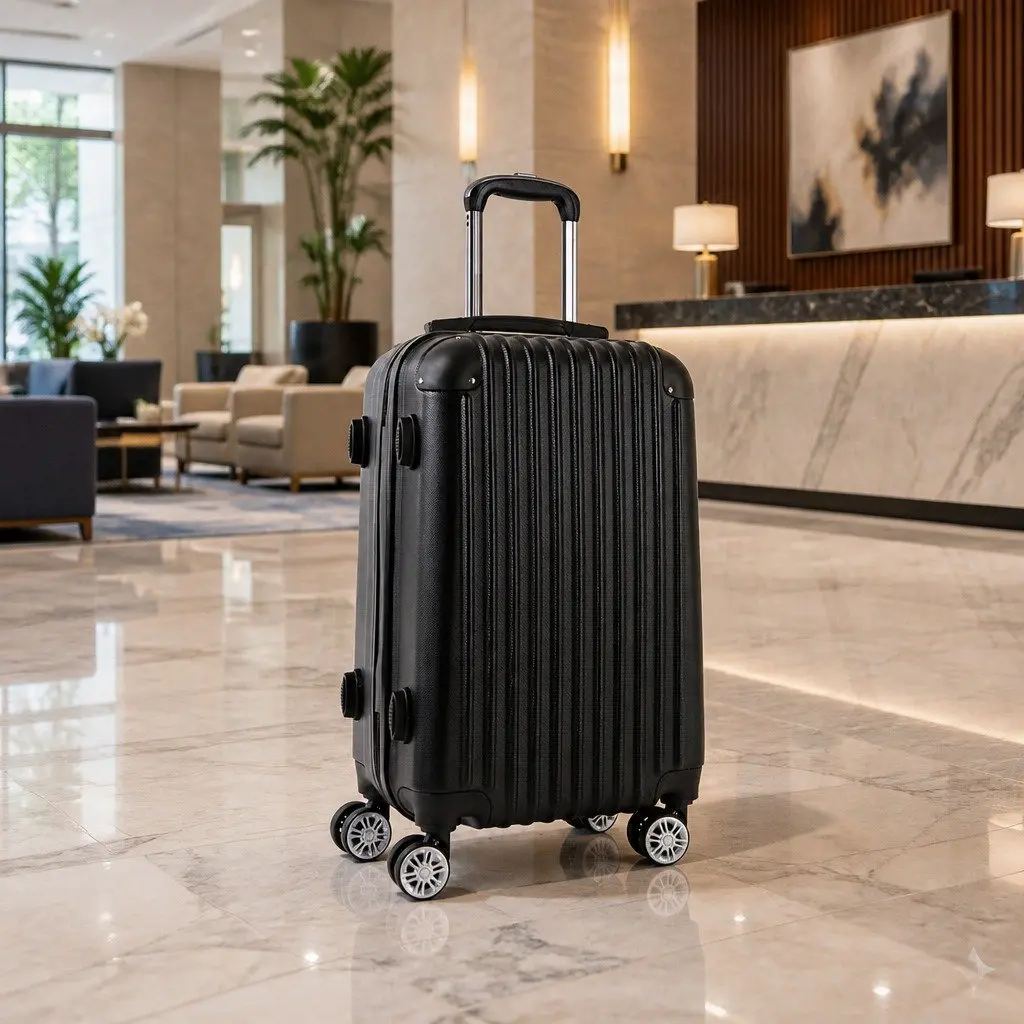 28 Inch Hard Shell Luggage Black Carry On Suitcase TSA Lock Spinner Wheels