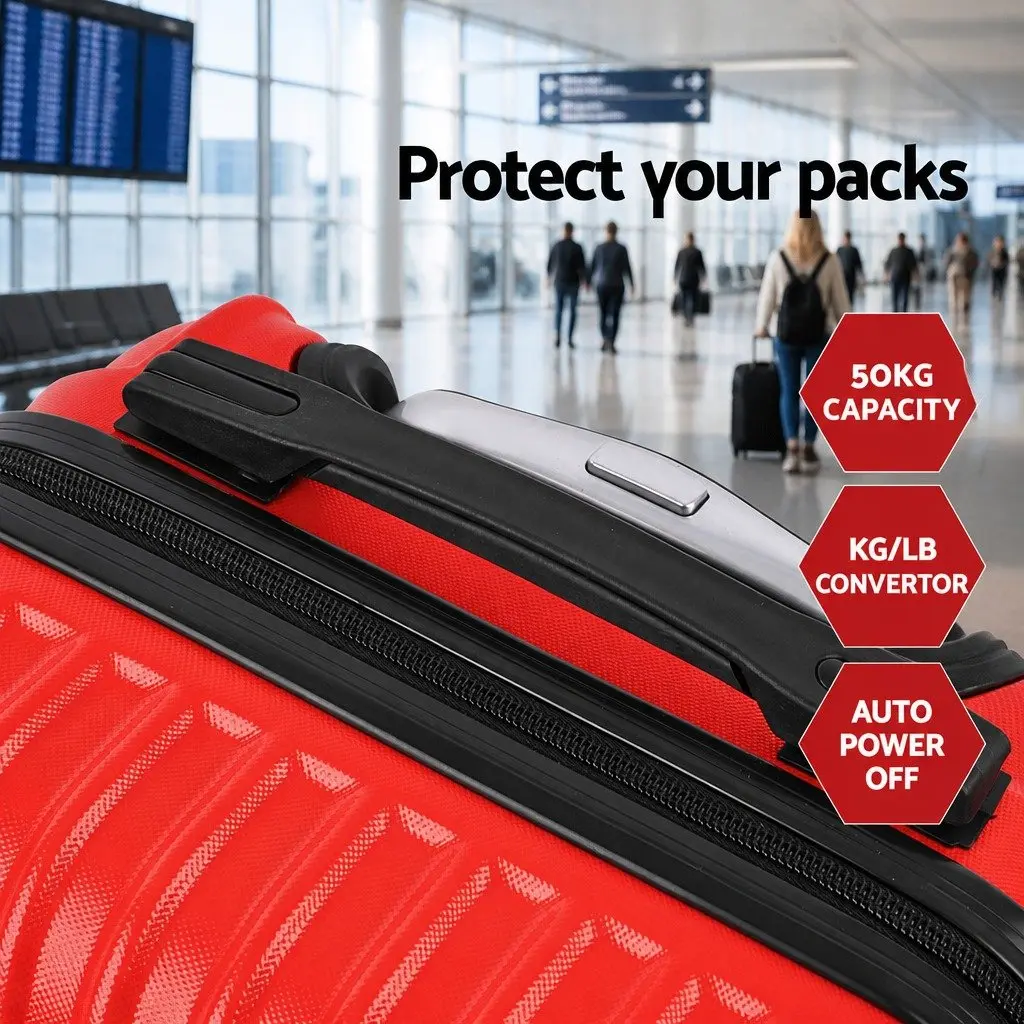 Hard Shell Luggage Set 2 Piece 20 Inch 28 Inch Carry On Suitcase with TSA Lock and Spinner Wheels Red