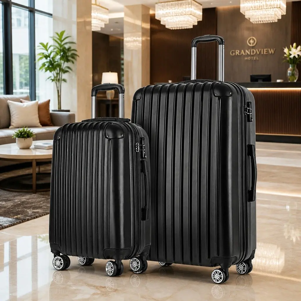 Hard Shell Luggage Set 20in 28in Lightweight Construction Trolley System Dark Grey