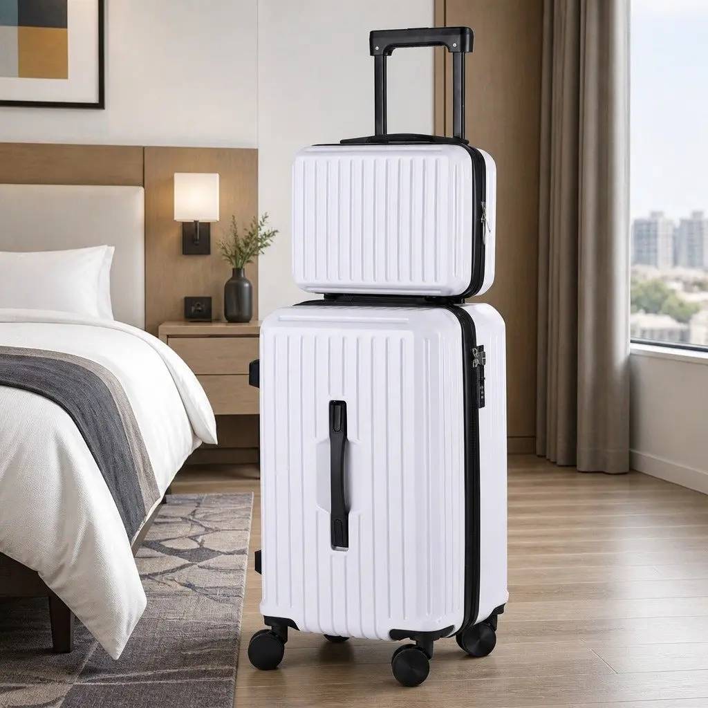 Suitcase Set 2 Piece 12 Inch 20 Inch Hard Shell Luggage Travel Carry On with TSA Lock White