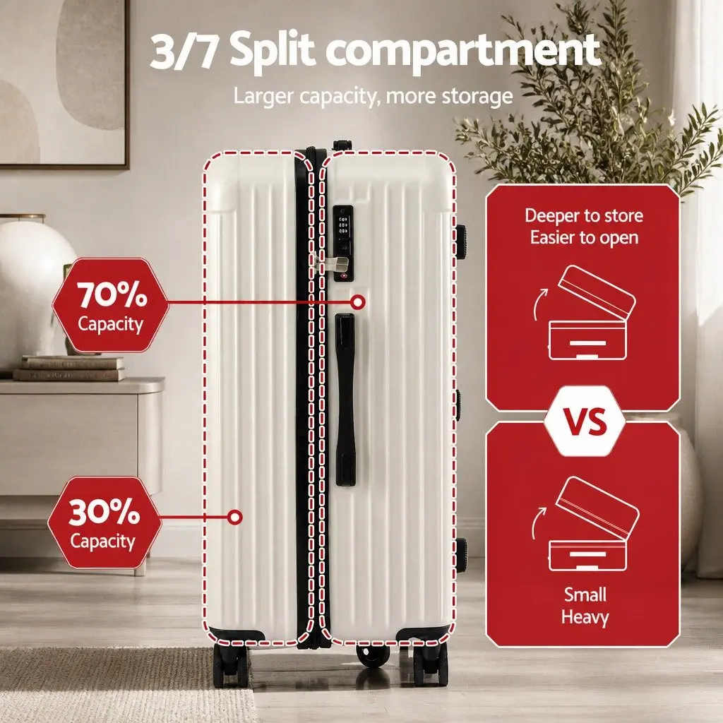 28 Inch Hard Shell Trunk Luggage Suitcase with USB Type-C Port and 5 Wheels