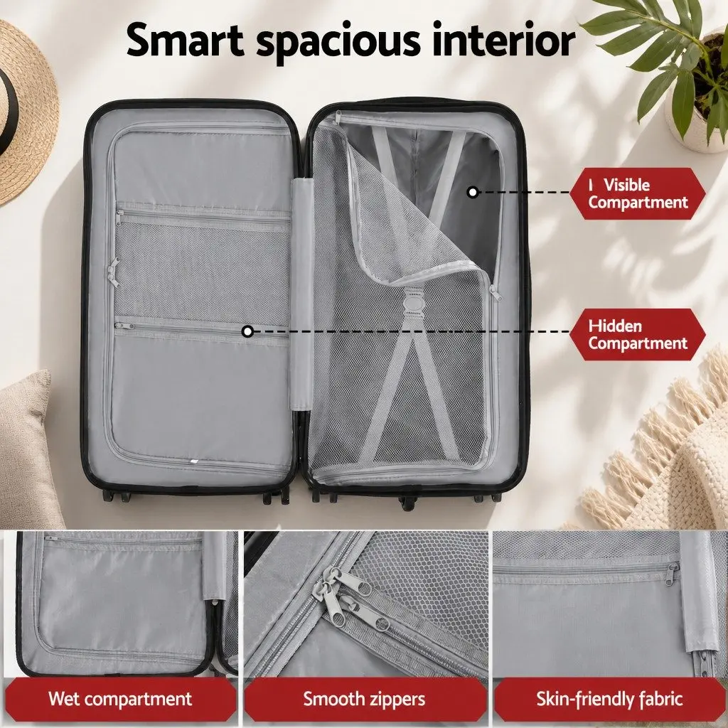 28 Inch Hard Shell Trunk Luggage Suitcase with USB Type-C Port and 5 Wheels