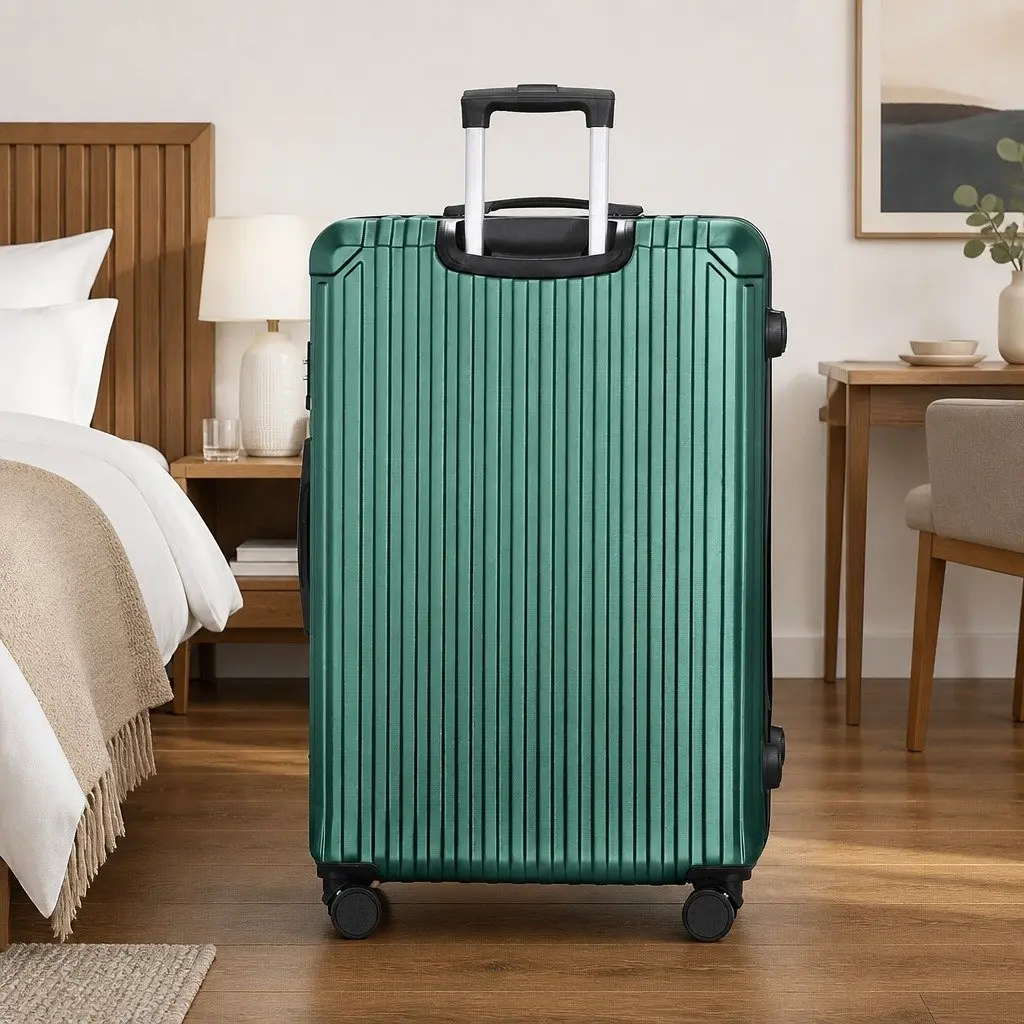 28 Inch Green Hard Shell Spinner Luggage Suitcase with Combination Lock and 360 Degree Wheels
