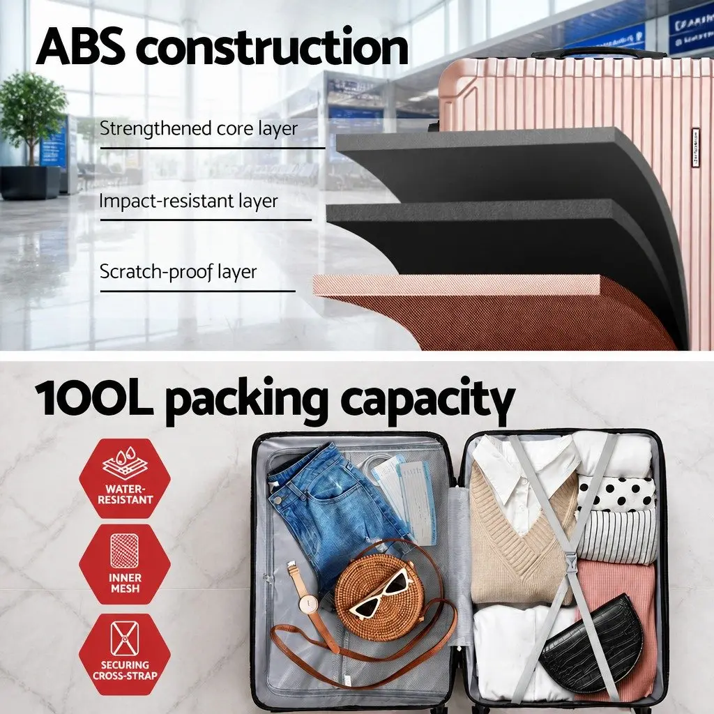 28 Inch Luggage Suitcase Hard Shell Travel Case with TSA Lock Spinner Wheels