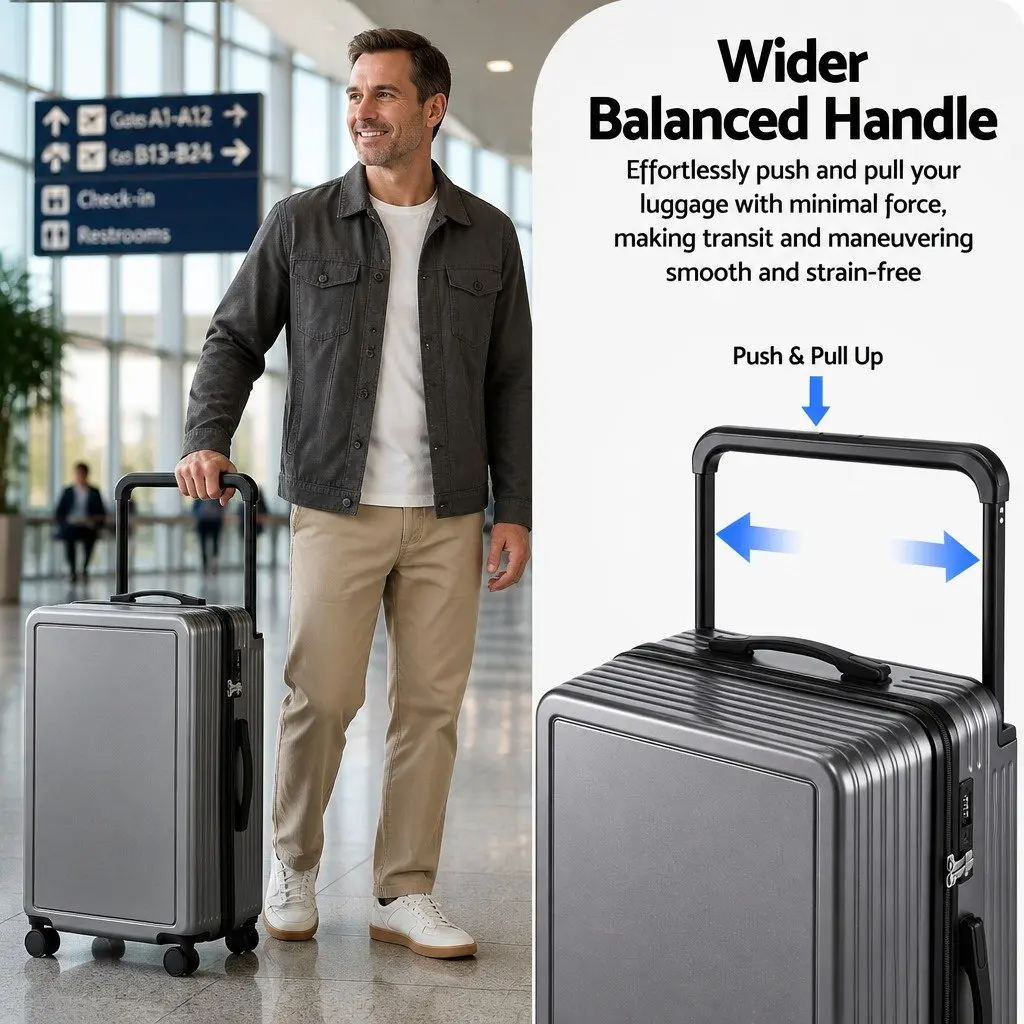 28" Hard Case Suitcase Wide Handle Spinner Wheels TSA Lock Anthracite Grey