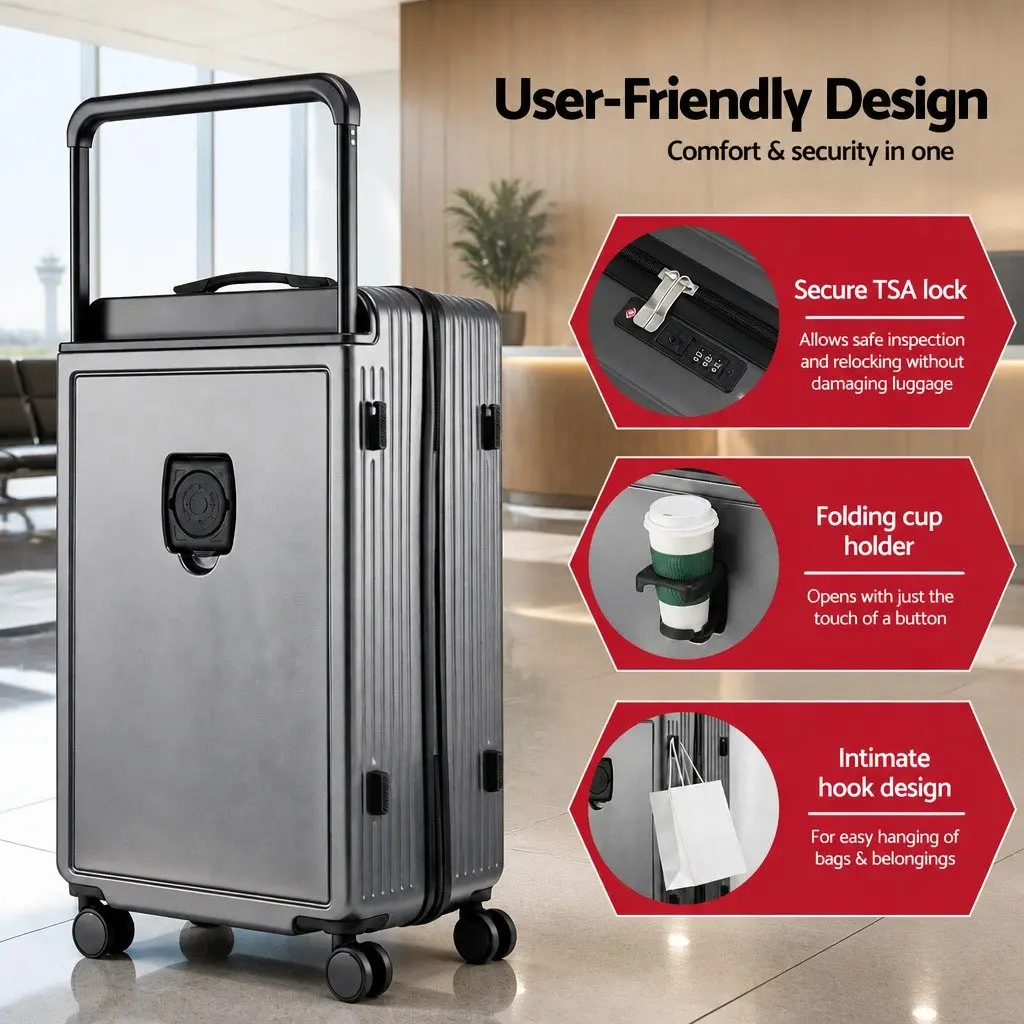28" Hard Case Suitcase Wide Handle Spinner Wheels TSA Lock Anthracite Grey