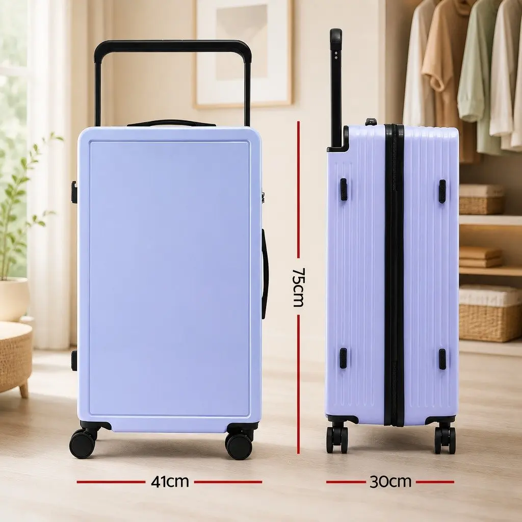 28 Inch Suitcase Wide Handle Luggage Travel Trolley Case TSA Lock Light Blue