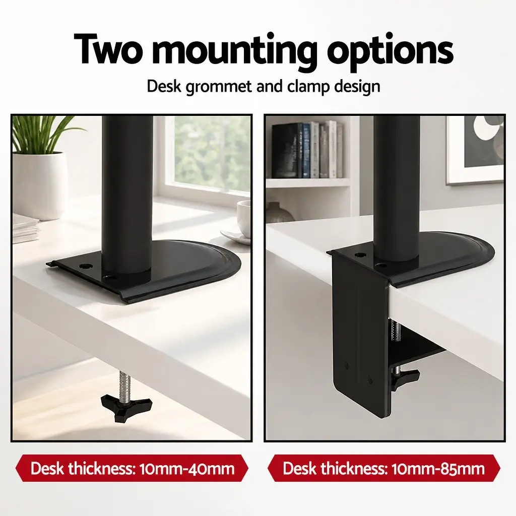 Dual Monitor Arm Desk Mount with Laptop Tray Black Fully Adjustable VESA