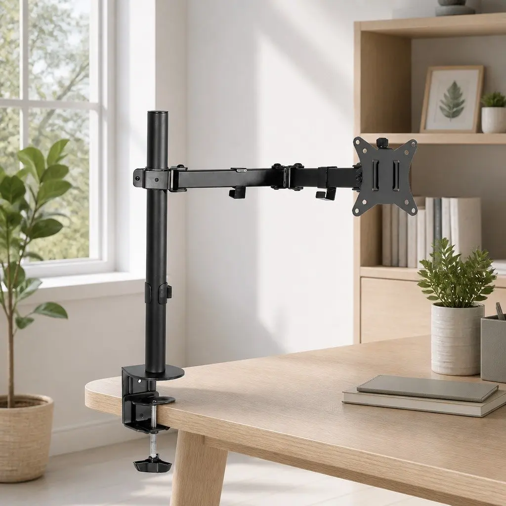 Single Monitor Arm Desk Mount Bracket Adjustable Up to 32 Inch 360 Degree Rotation Height Adjustable