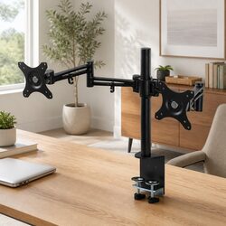 Dual Monitor Arm Desk Mount Bracket Screen Holder Adjustable Extension Swivel