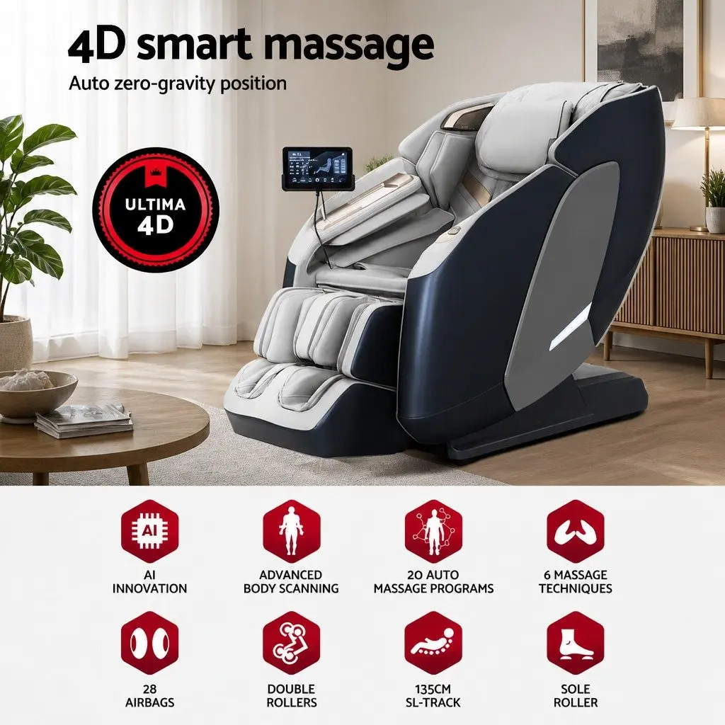 4D Massage Chair Full Body Heated Shiatsu SL Track Zero Gravity Recliner with Intelligent Body Scan