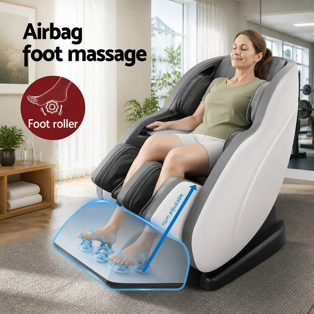 Electric Massage Chair Full Body Heat Therapy Bluetooth Speaker 135cm SL Track Adjustable Airbags