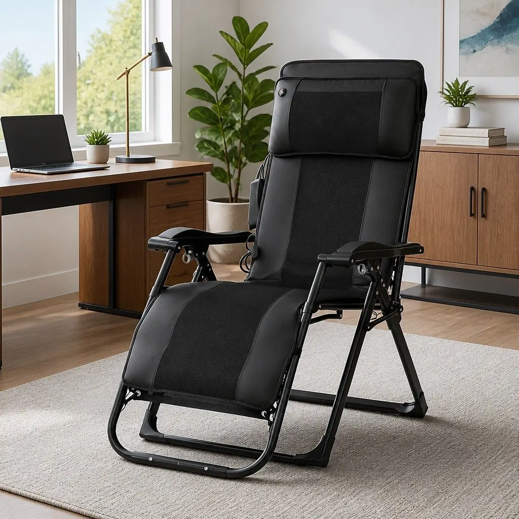 Massage Chair Electric Recliner Foldable 10 Motors Heating Function Black