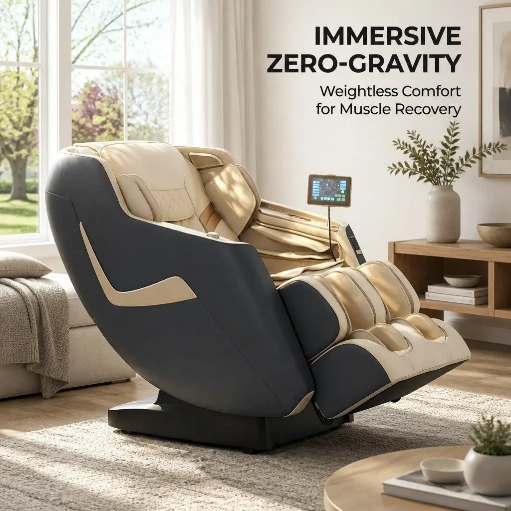Massage Chair Electric Recliner 3D Grey Full Body Massager with Automatic Zero Gravity Recline and 12 Auto Massage Programs
