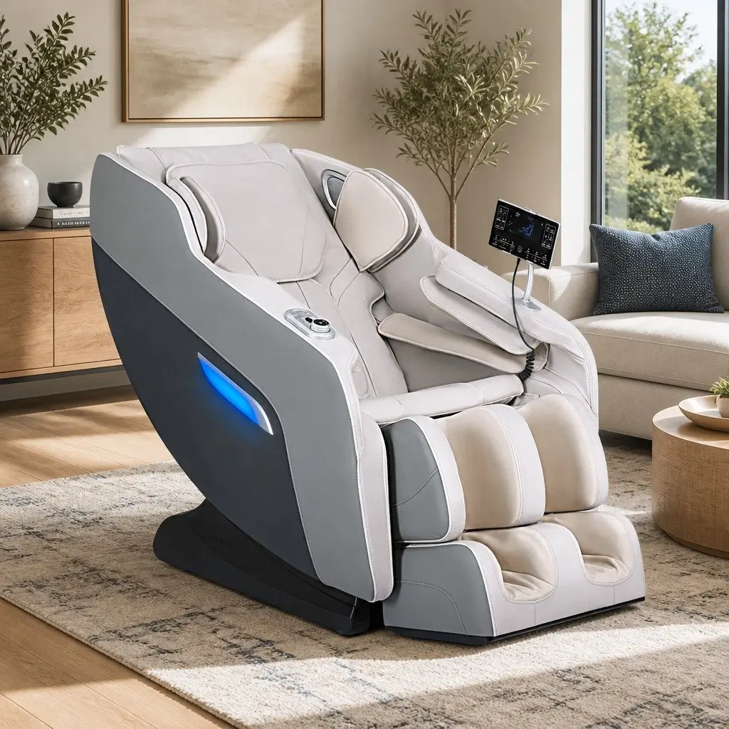 Electric Massage Chair Grey Full Body Zero Gravity Home Relaxation