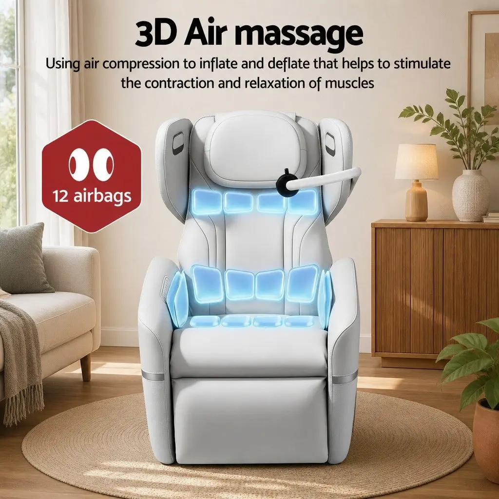 Electric Massage Chair Beige Zero Gravity Recliner with Vibration Heating and Bluetooth Speaker