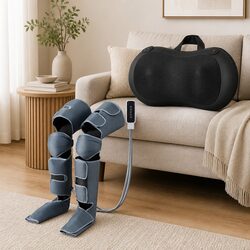 Leg Foot Massager Air Compression Heat Therapy with Back Neck Shiatsu Bundle