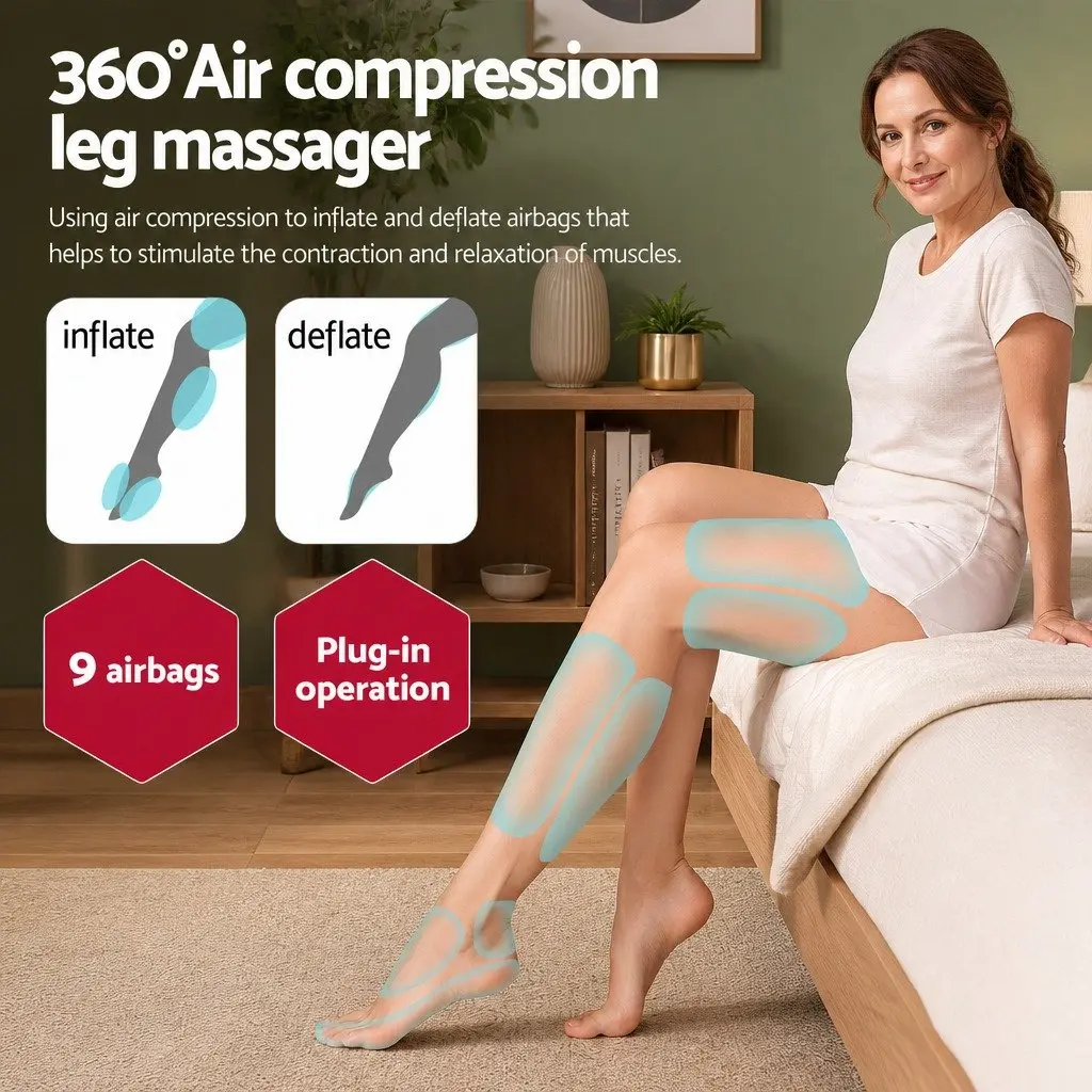 Leg Massager Air Compression with Heat and Neck Shiatsu Massager Bundle for Home and Portable Use