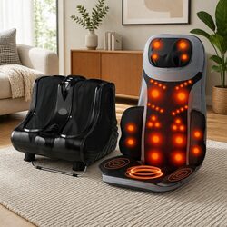 Full Body Massage Cushion Seat With Foot Leg Calf Massager Heating Relaxation
