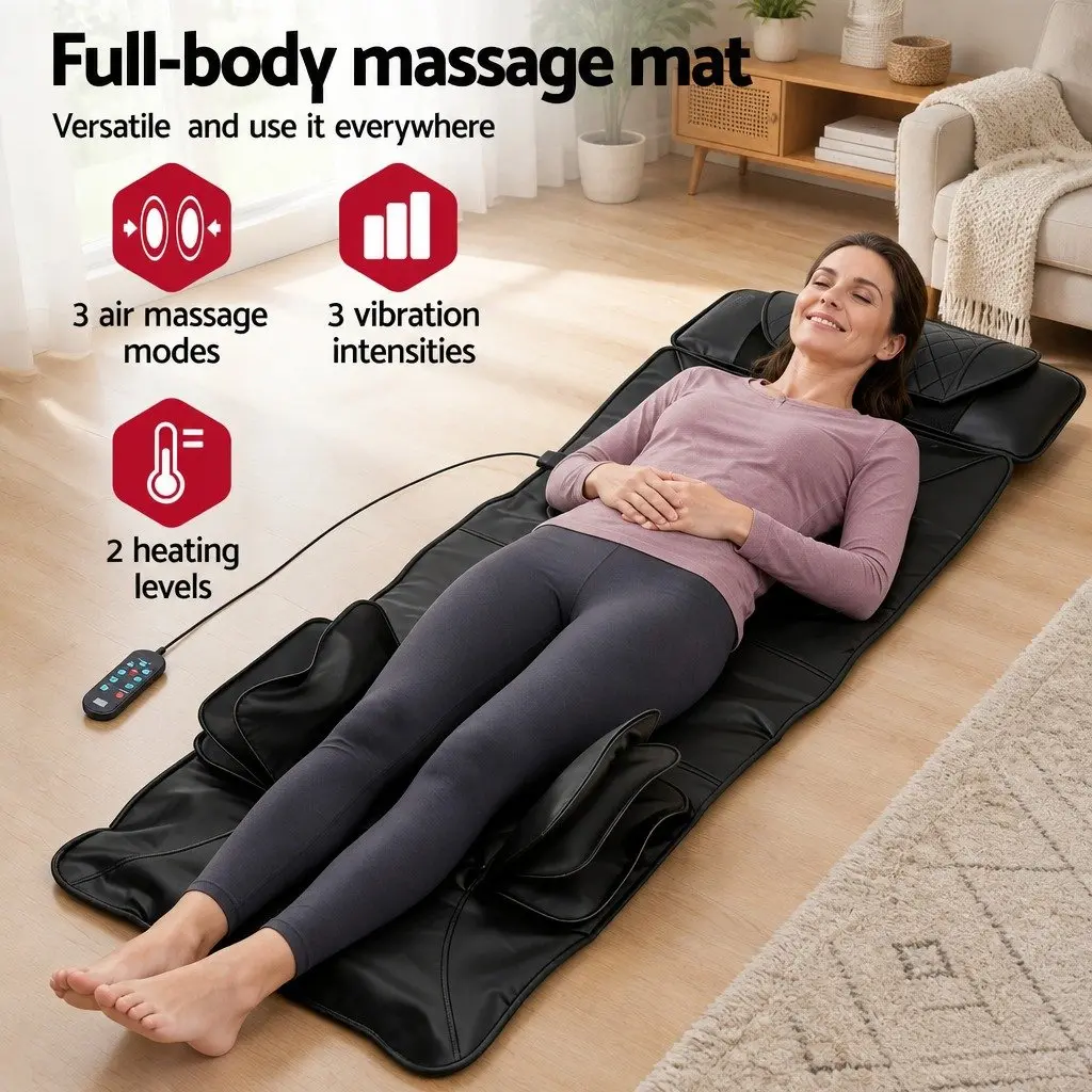 Full Body Massage Mat 170cm Heated Kneading Neck Lumbar Airbag Stretch Vibration