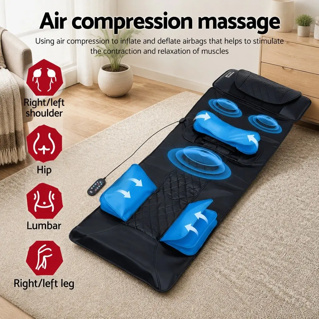 Full Body Massage Mat 170cm Heated Kneading Neck Lumbar Airbag Stretch Vibration