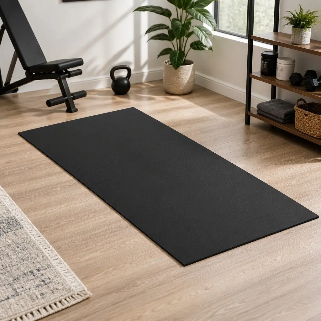 Exercise Equipment Mat 2M Black Double-Sided Anti-Slip Noise Absorption