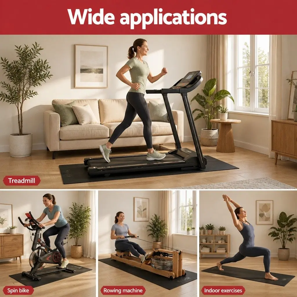 Exercise Equipment Mat 2M Black Double-Sided Anti-Slip Noise Absorption