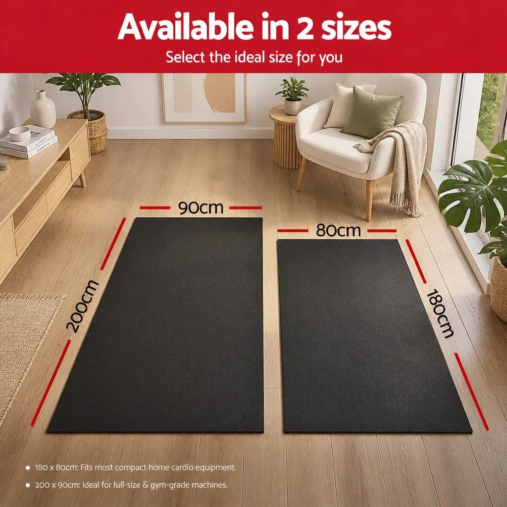 Exercise Equipment Mat 2M Black Double-Sided Anti-Slip Noise Absorption