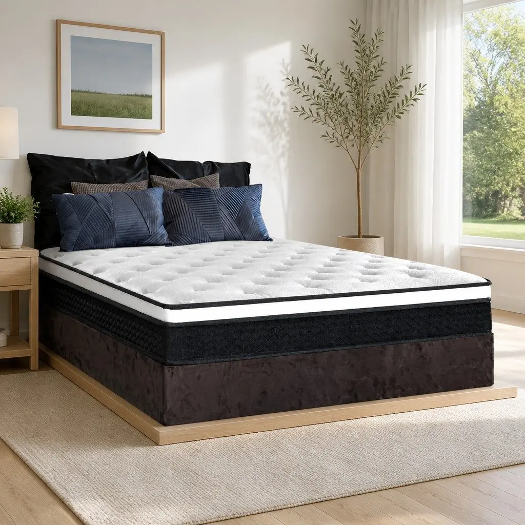 Single Mattress 21cm Euro Top Bonnell Spring Medium Firm Support Hypoallergenic Dust-Mite Resistant